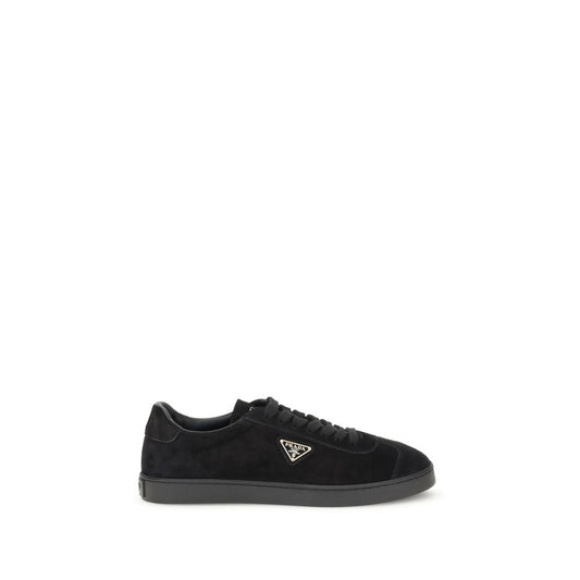 Prada Black Calf Leather Bos Taurus Low Top Sneakers Prada