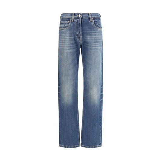 Prada Blue Cotton Straight-Leg Jeans