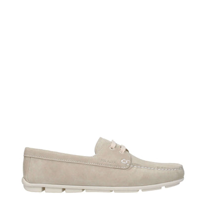 Prada Gray Leather Slip-On Loafers