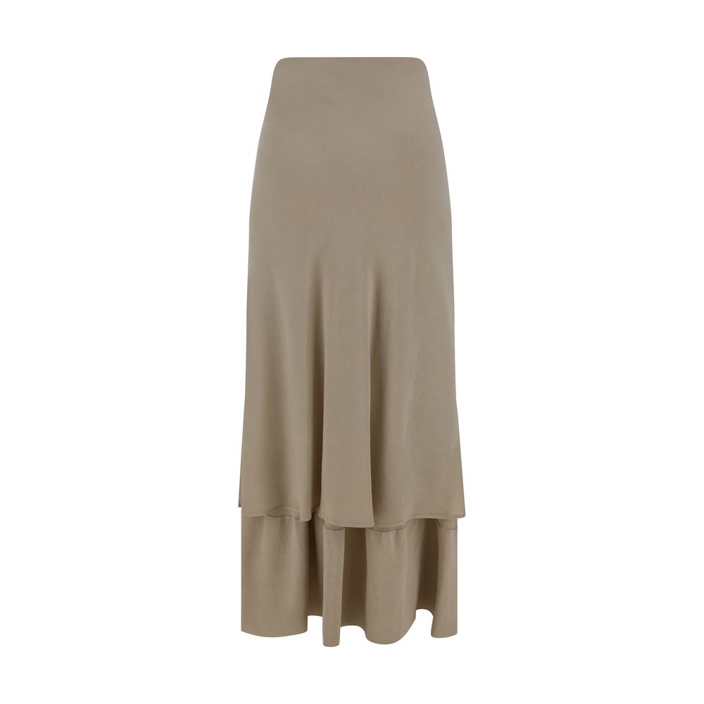 Quira Beige Silk Long Skirt Quira