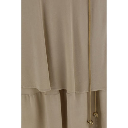 Quira Beige Silk Long Skirt Quira