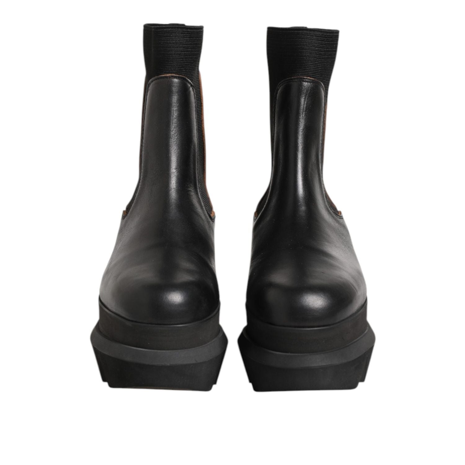 Sacai Black Chelsea Leather Pull On Women Ankle Boots Shoes