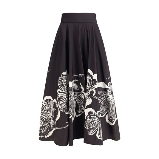 Sara Roka Black Polyester Midi Skirt Sara Roka