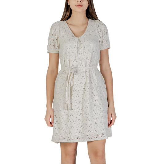 Vila Clothes Beige Recycled Polyester Short Dress Vila Clothes