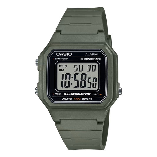 CASIO TIMELESS COLLECTION Mod. SPORT ILLUMINATOR WR 50M, ALARM, CHRONOGRAPH - ARMY GREEN-0