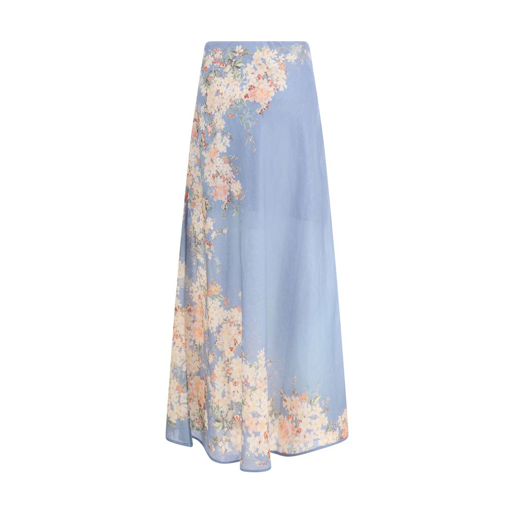 Zimmermann Light Blue Linen Long Skirt Zimmermann