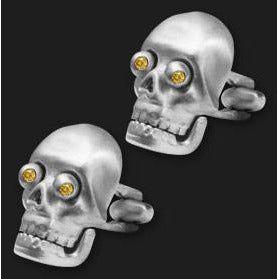 AMBROSINI JEWELS - GEMELLI ARGENTO 925° grandi teschio finitura bianca