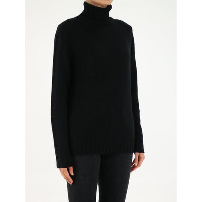Allude Black Roll-Neck Cashmere Sweater ALLUDE