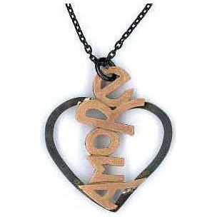 AMBROSINI JEWELS - PENDENTE ARGENTO 925° cuore finitura brunita satinata scritta rosé AMBROSINI JEWELS