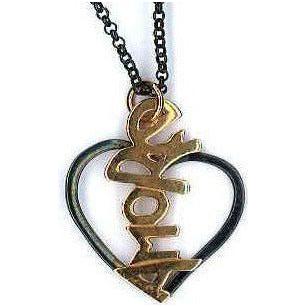 AMBROSINI JEWELS - PENDENTE ARGENTO 925° cuore finitura brunita lucida scritta rosé AMBROSINI JEWELS