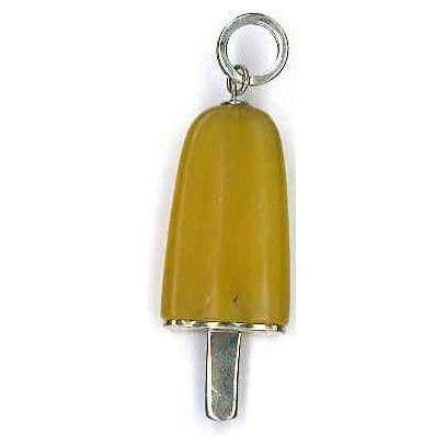 AMBROSINI JEWELS -  PENDENTE ARGENTO 925°  ghiacciolo finitura bianca pietra gialla grande (26x15 mm)